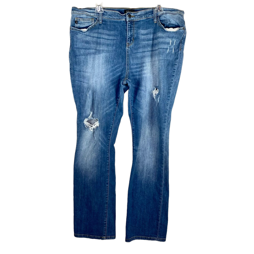 Judy Blue Straight Leg Distressed Medium Wash Jeans Size 3XL